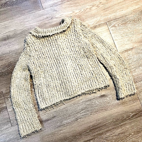 FREE PEOPLE • Knitted Button-Up Sweater Coat • Size XS • Beige Tan Brown Black - Picture 14 of 15